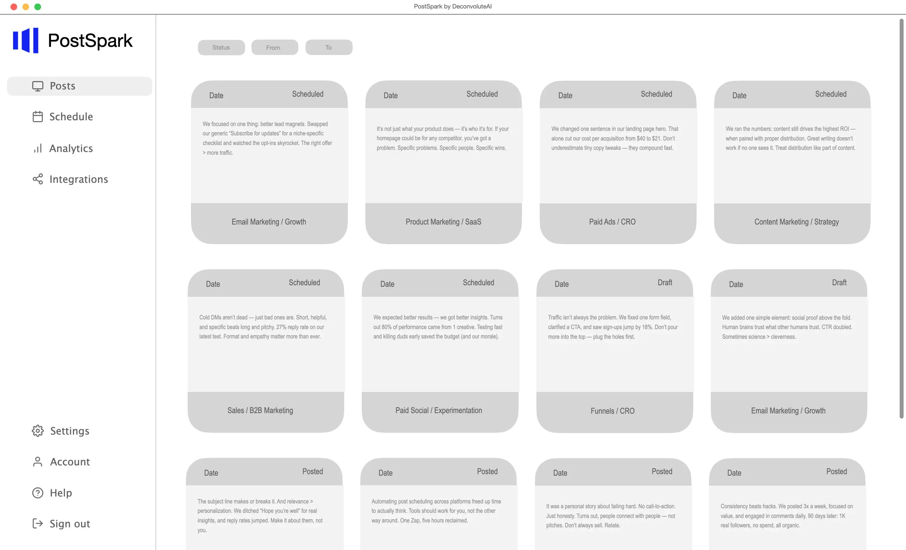 PostSpark screenshot